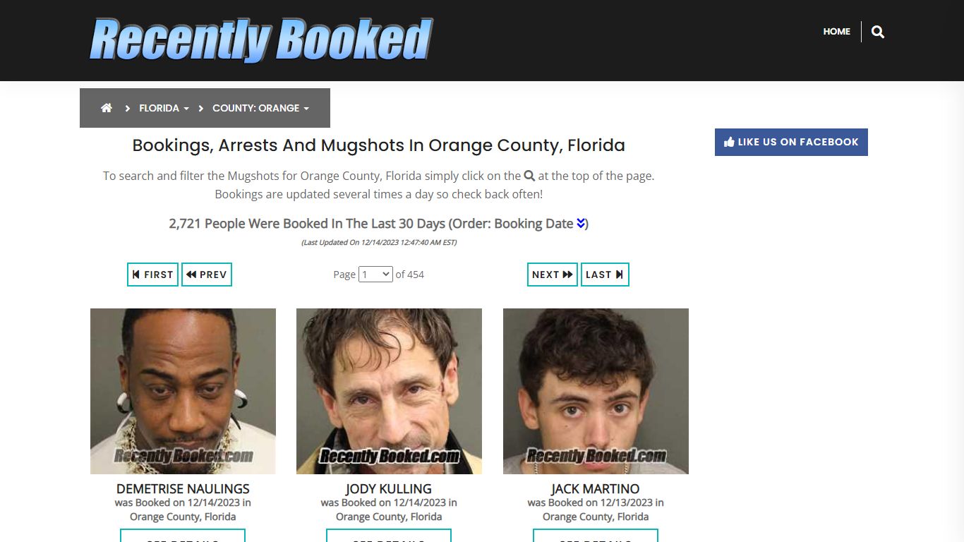 Recent bookings, Arrests, Mugshots in Orange County, Florida